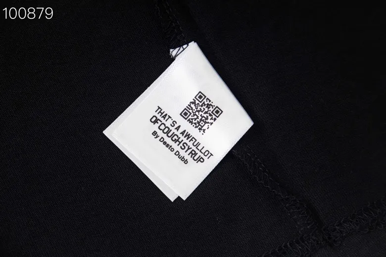 2216#Active Black ｜ THAT'S A AWFUL LOT OF COUGH SYRUP In Stock Real shot American simple fashion brand loose casual T-shirt Fabric (fabric): 32 counts Weight combed double yarn pure cotton Sizes (size): S-M L X L Color (colour): Black 👉